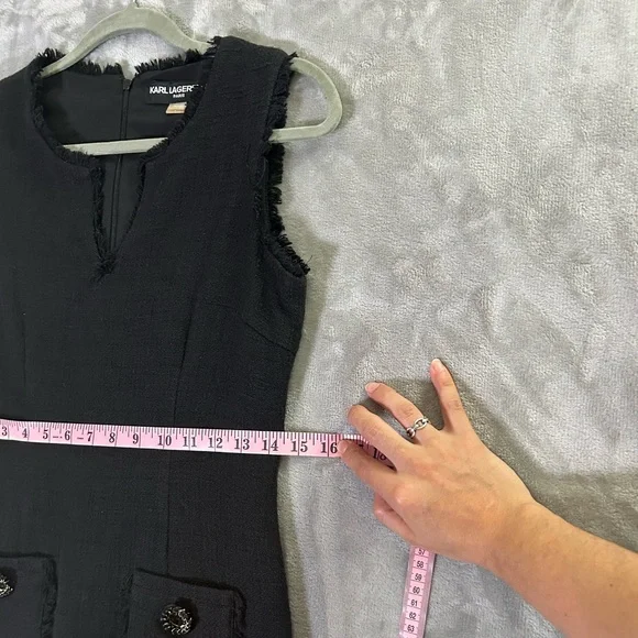 Karl Lagerfeld Paris tweed mini black dress - Picture 10 of 12